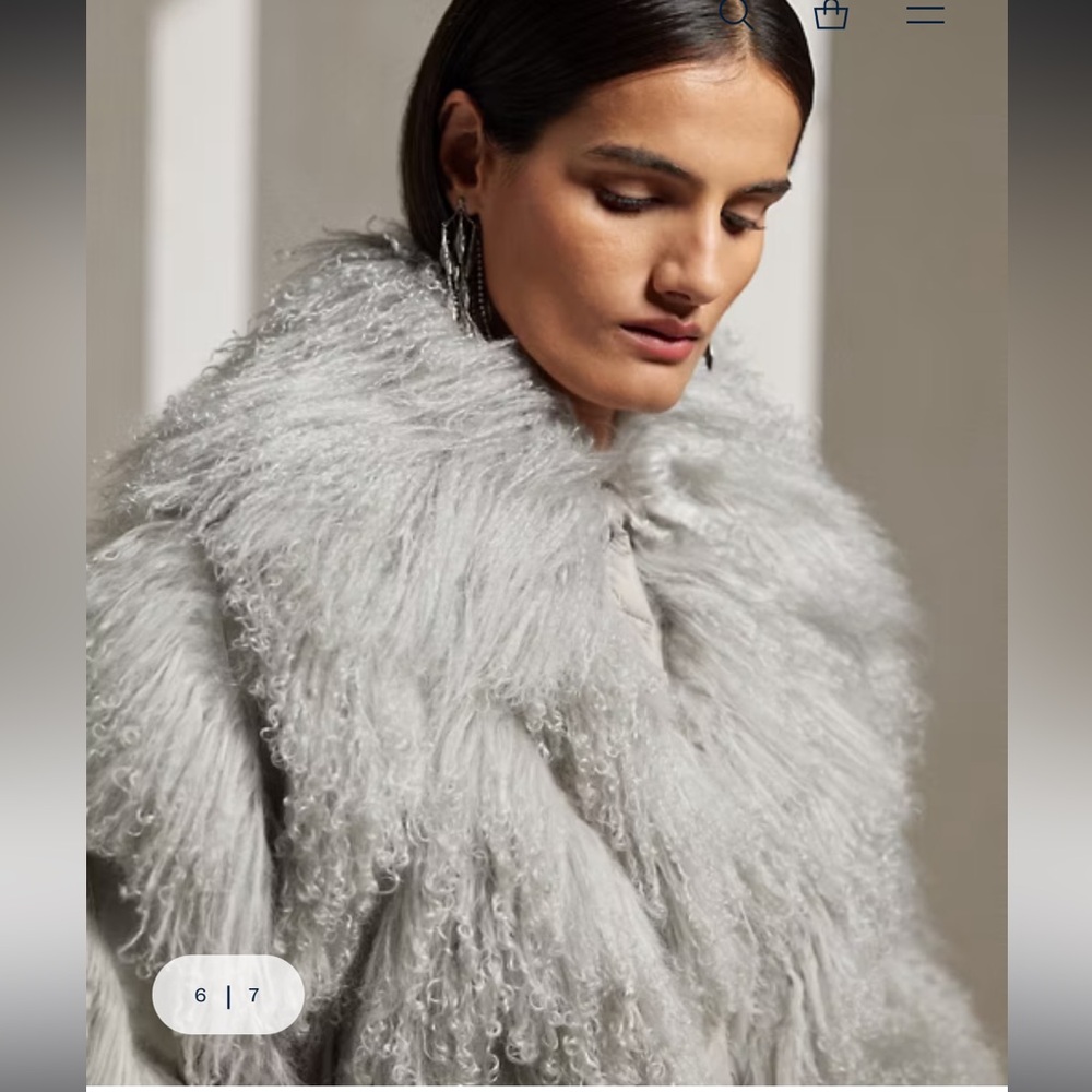 Ralph Lauren Fall Grey Reversible Lamb Fur Coat - size 8 - Picture 3 of 10